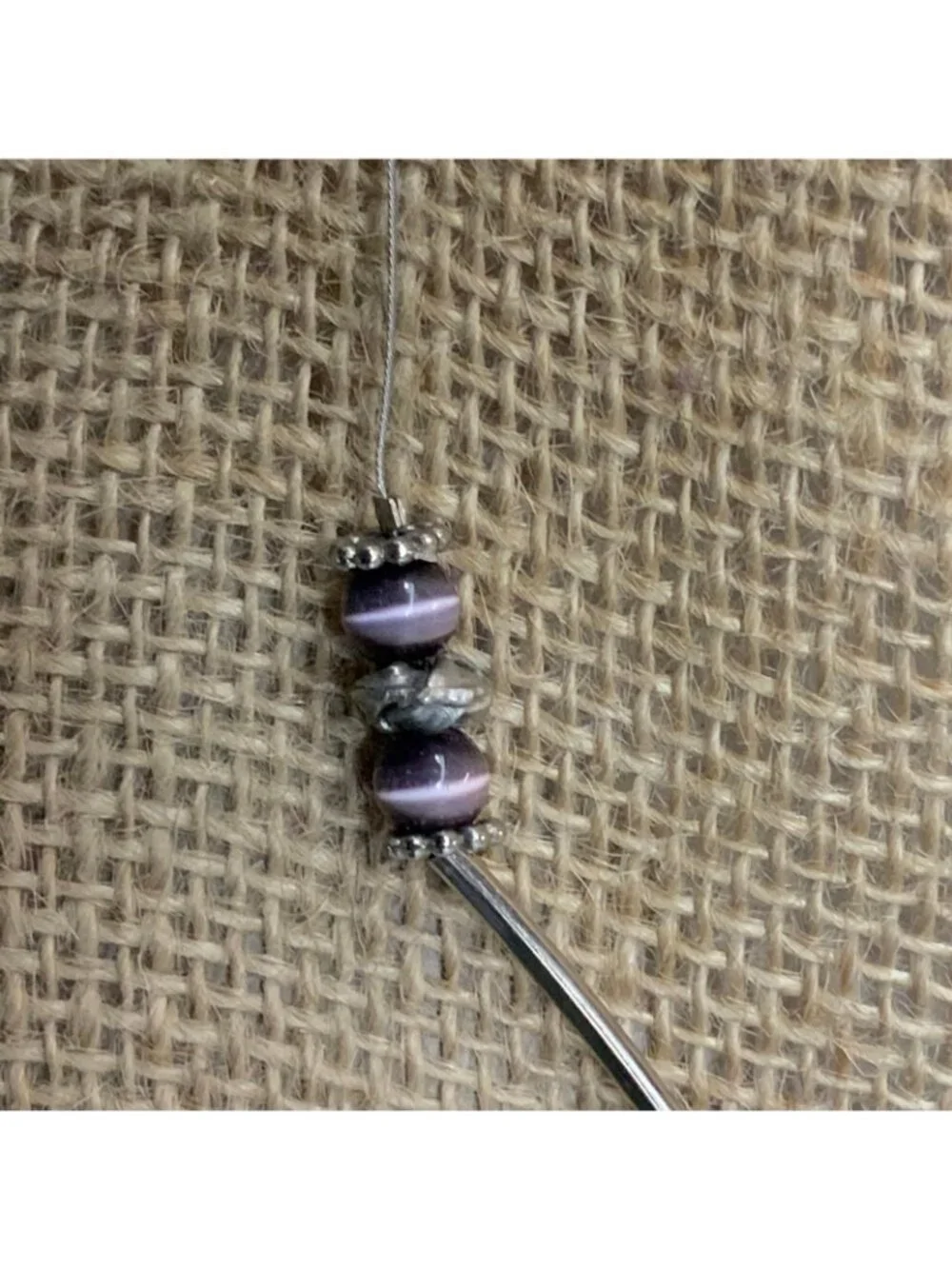 Retro Moonstone Necklace 15 In As Is Purple Silver Beads Tubes Retro Boho